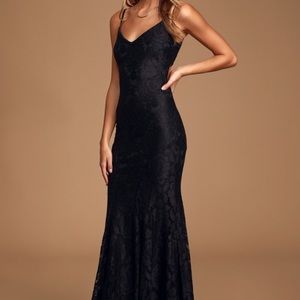 Lulu’s Charming impulse lace long maxi dress black